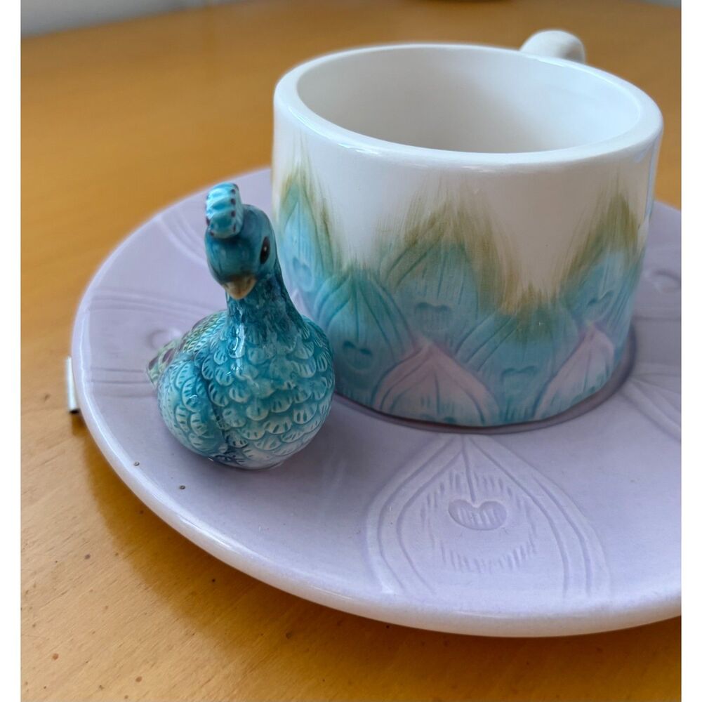 Edie Rose by Rachel Bilson Dinnerware, Peacock Teacup and Saucer Set Bridgerton